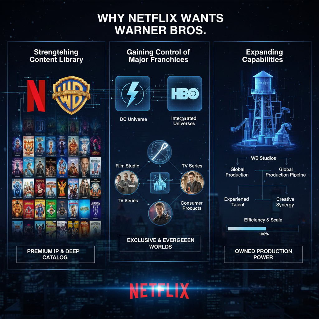 Analyzing the reported $83B Netflix Warner Bros acquisition. We detail the strategic reasons, financial implications, antitrust risks, and how this Big Tech Acquisitions defines the future of the streaming industry changes. 5 Big Tech Acquisitions: How Netflix’s $83B Purchase of Warner Bros. Could Reshape Streaming